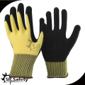 SRSAFETY 2016 guantes de trabajo guantes de seguridad amarillos, guantes de punto tejidos a mano para la venta